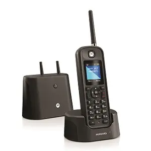 Motorola O211 DECT 6.0 Long Range Cordless Phone - Wireless Phones for Home & Office  Phone with Answering Machine – Indoors and Outdoors, Water & Dust Resistant, IP67 Certified – Black, 2 Handsets 